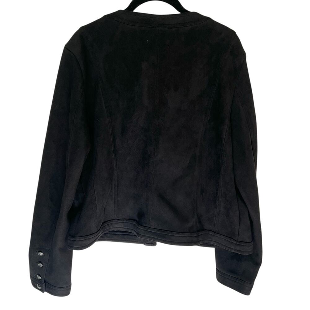 Carmen Marc Valvo Black Faux Suede Utility Jacket Large - Picture 8 of 9
